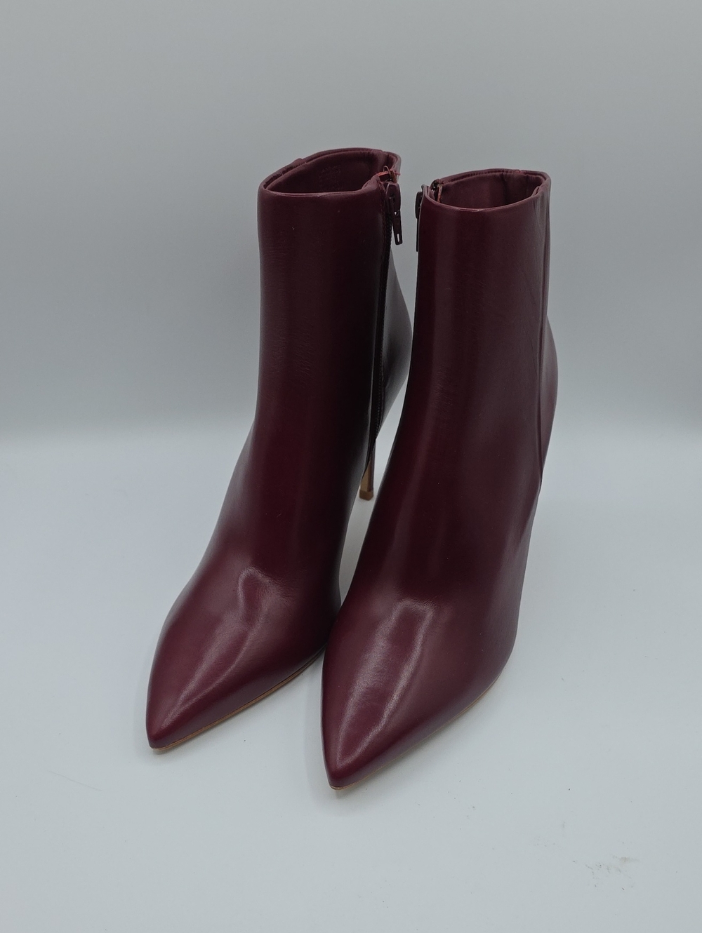 Gianni Bini Wine Leather Pointed Toe Ankle Booties